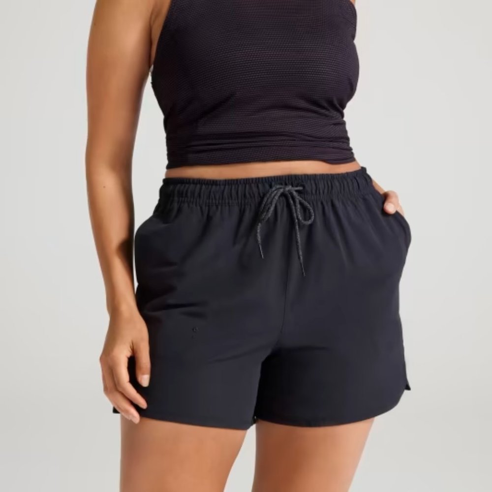 Allbirds Black Natural Wool-Blend Run Shorts Lightweight Breathable Pockets